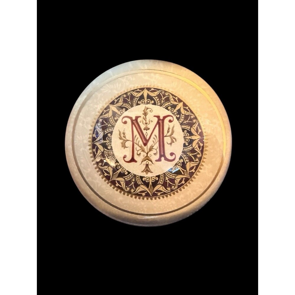 Crystal Paperweight Monogram "M" Punch Studio Made in France